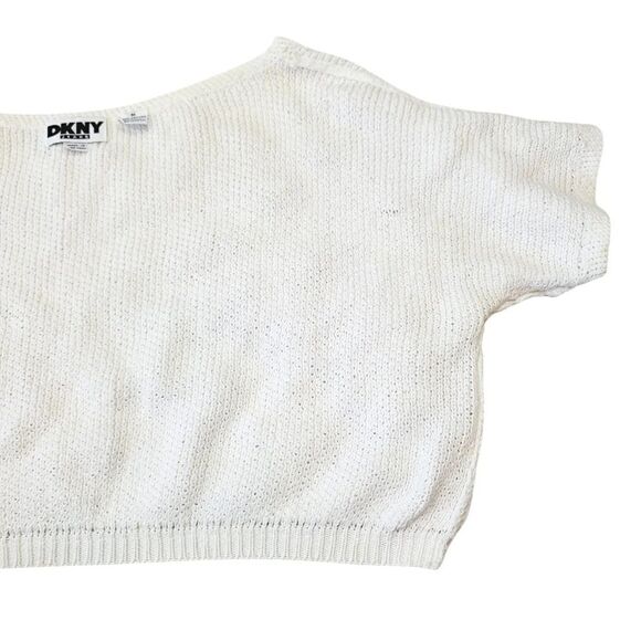 Vintage DKNY 1990s Cotton Paillette Sequined Crop Top in Ivory Size Medium - Picture 13 of 16